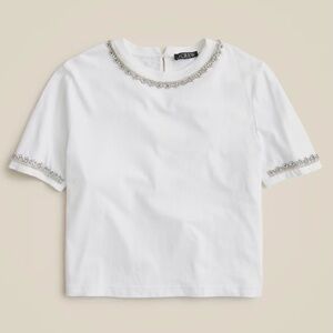 NWT - J.CREW - Heavy Jersey Crystal embellished Tee shirt